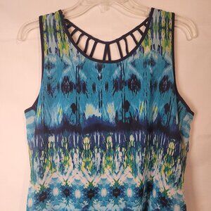 By & By Blouse Multi Color Size L Sleeveless Hippycore watercolor isometrical